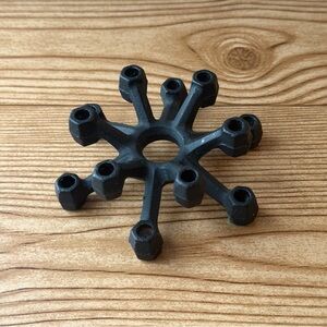 Taper Candle MCM Japan Black Cast Iron 12 Arm Hexagonal Spider Candle Holder 4"